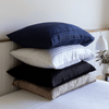 Organic Bamboo Tayla Stripe Quilt Cover Set in White, Black, Stone and Indigo