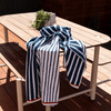 White Haven Cotton Terry Beach Towel in Navy Stripe