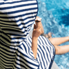 Kids Hooded Poncho Towel in Navy Stripe