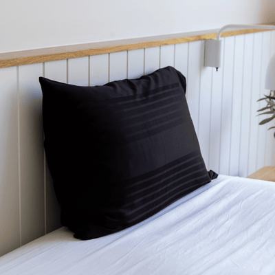 Organic Bamboo Tayla Stripe Quilt Cover Set in Black