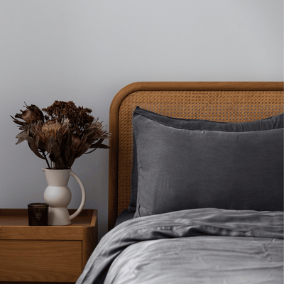 Organic Bamboo Stone Washed Quilt Cover Set in Shadow