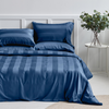 Organic Bamboo Wide Stripe Quilt Cover Set - Navy