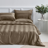 Organic Bamboo Wide Stripe Quilt Cover Set - Tan