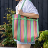 Beach Carry Bag - Green and Orange Stripe