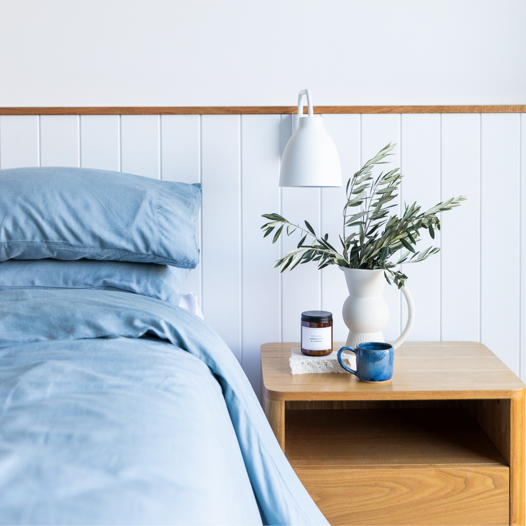 Linen Bamboo Quilt Cover Set in Marine