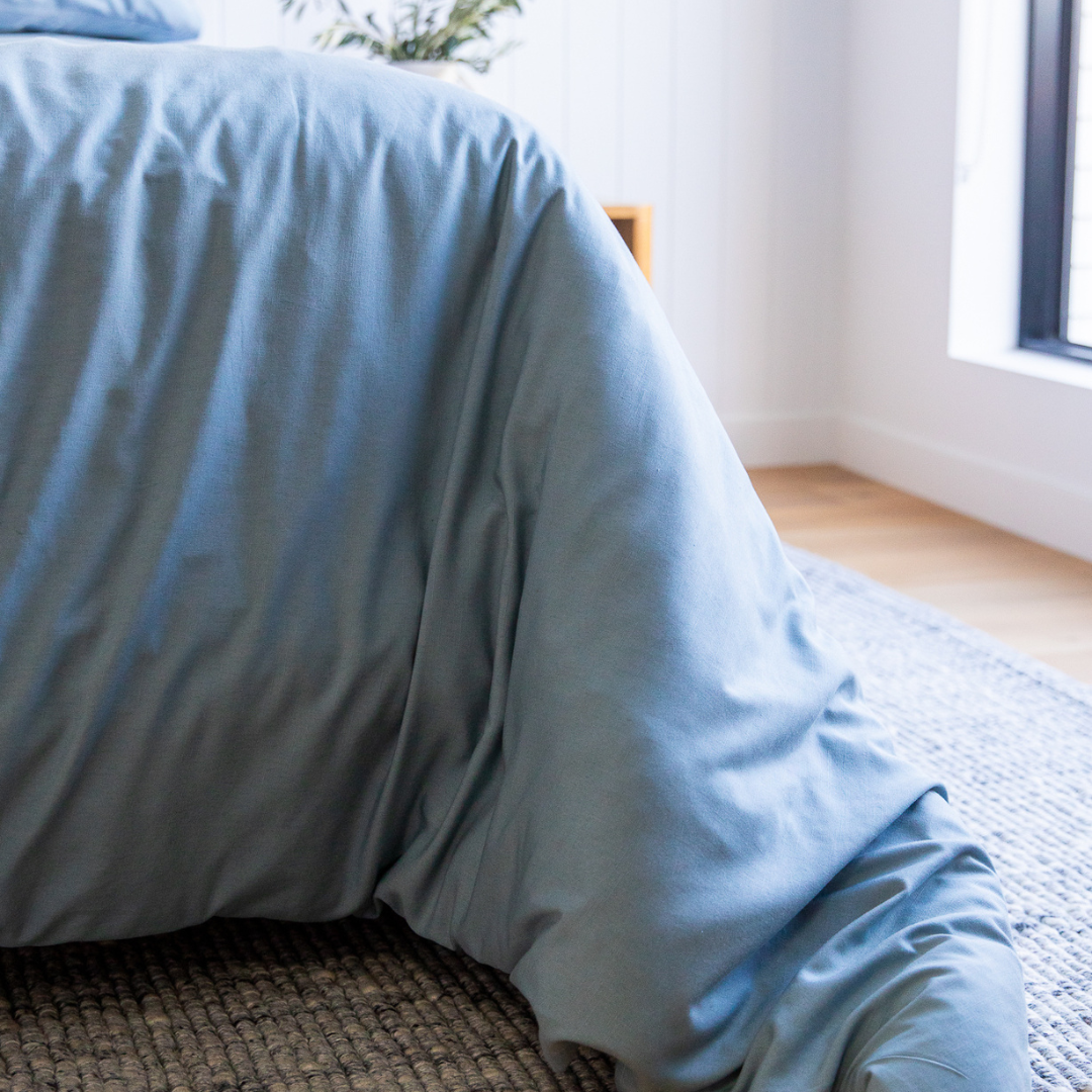 Linen Bamboo Quilt Cover Set in Marine