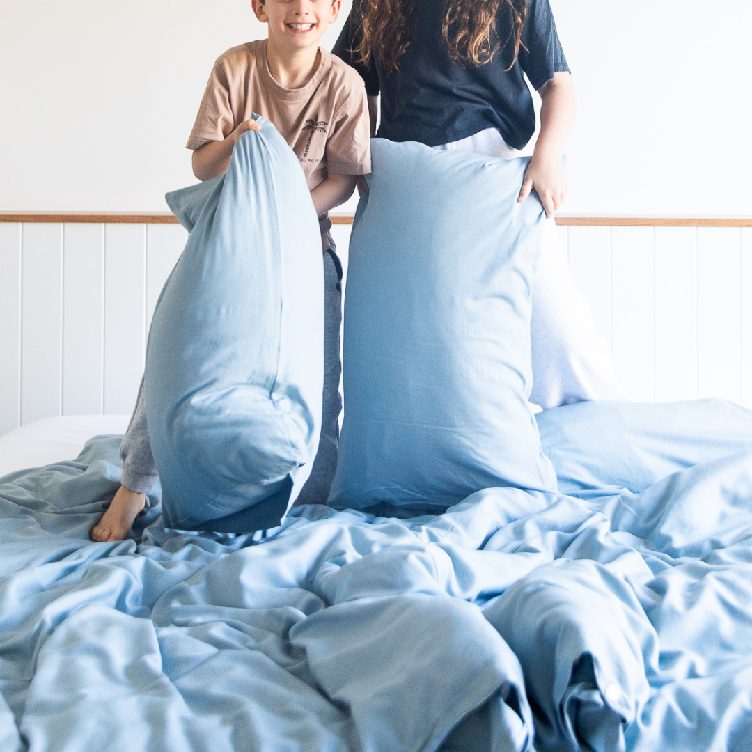 Linen Bamboo Quilt Cover Set in Marine