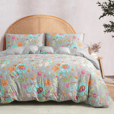 Organic Bamboo Printed Quilt Cover Set in Botanica