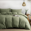 Bamboo Stone Washed Quilt Cover Set in Moss