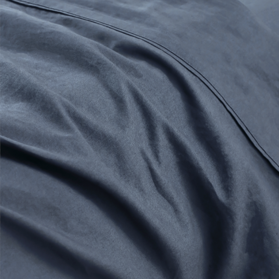 Vintage Cotton Fitted Sheet and Pillowcase Set - Denim