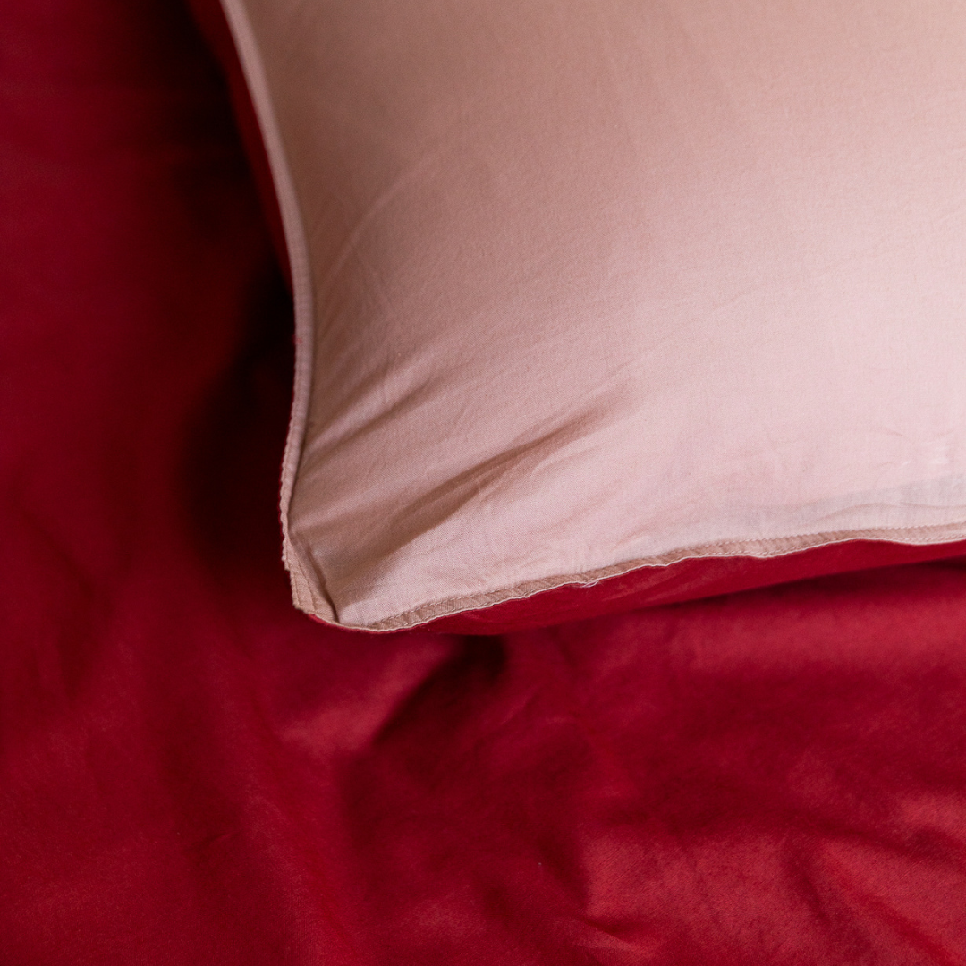 Vintage Cotton Reversible Quilt Cover Sets - Rosewood & Clay
