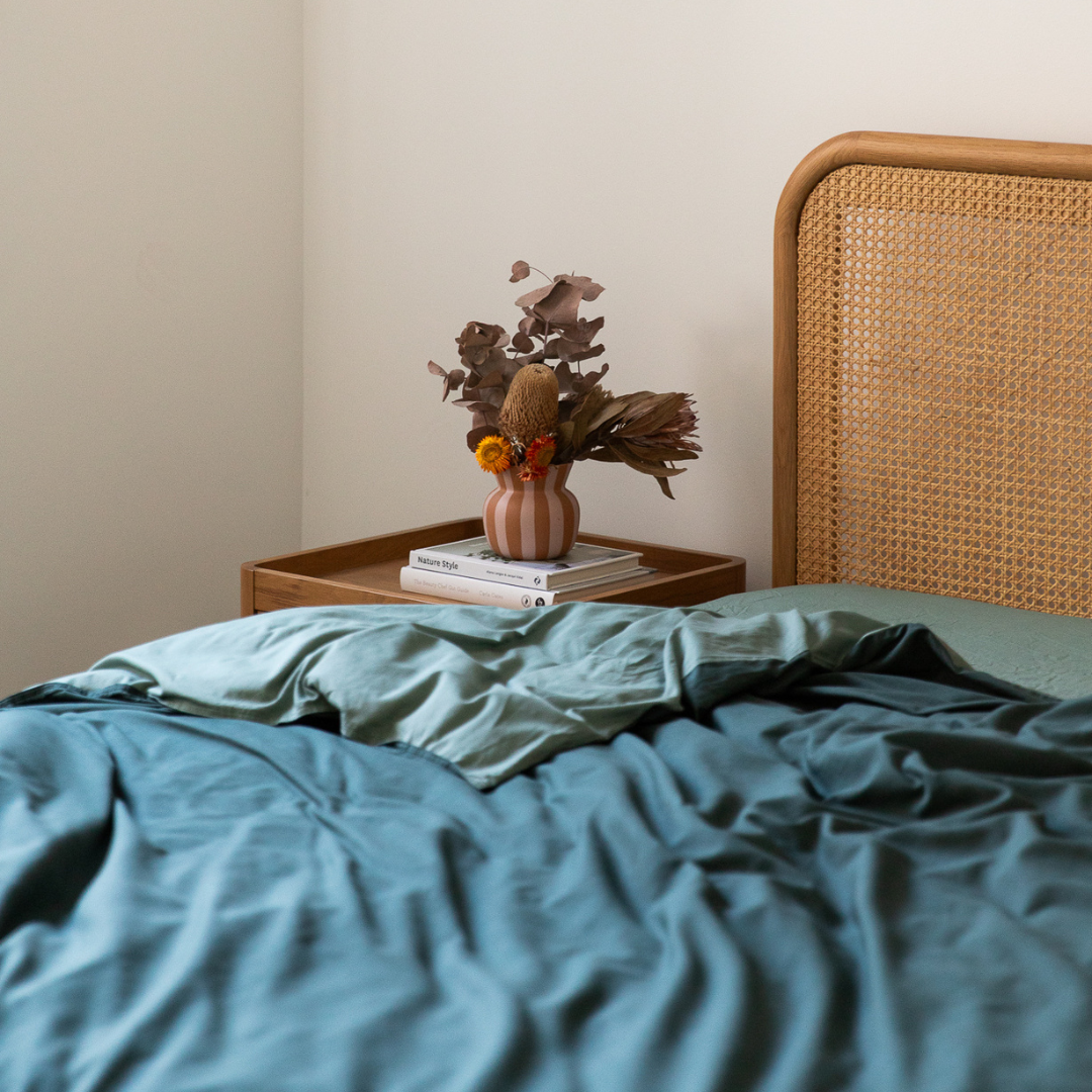 Vintage Cotton Quilt Cover Set - Hunter Green and Sage